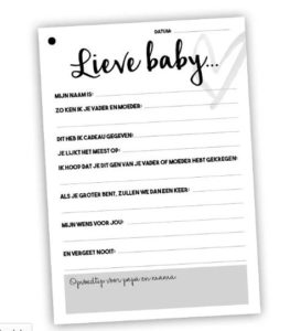 Kraambezoek kaarten baby invullen