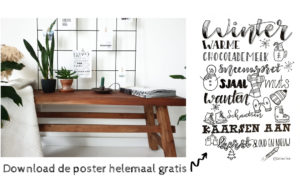 Poster Winter handletteren zwart wit gratis