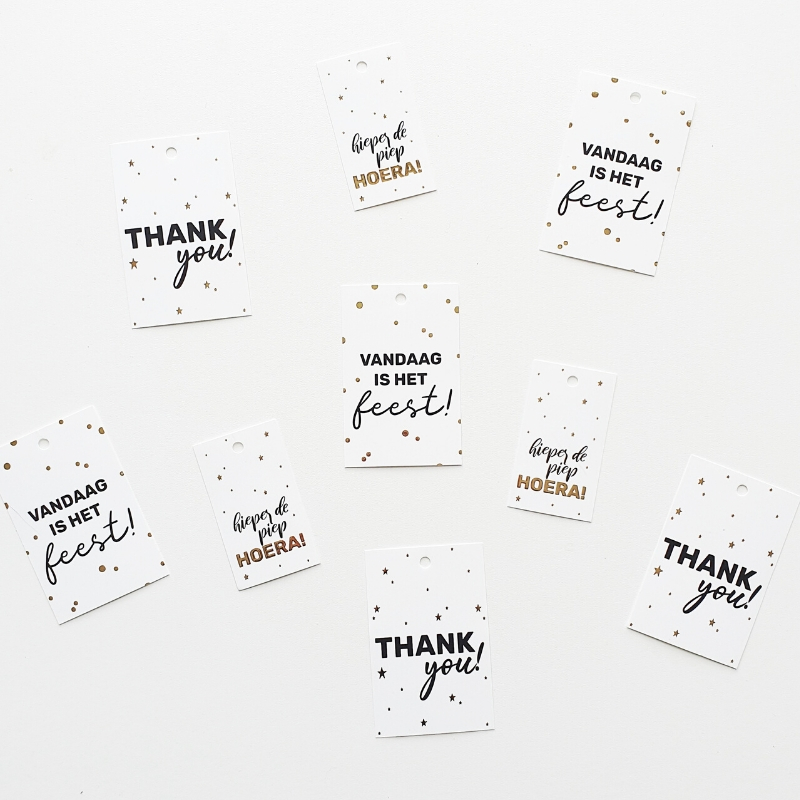 cadeaulabels wit zwart goud