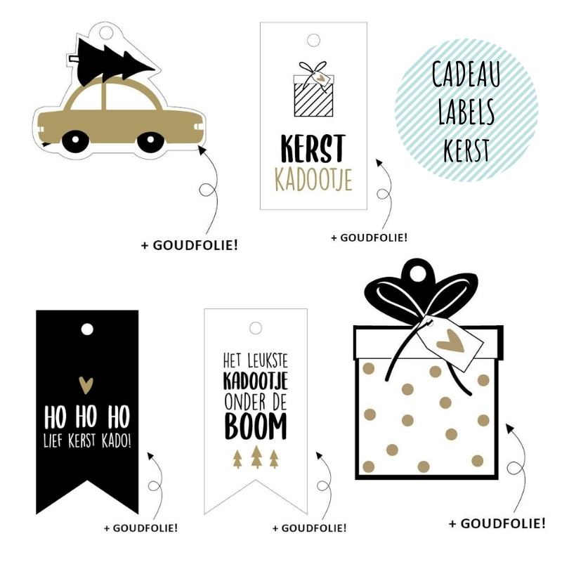 Cadeaulabels kerst Set van 5 Liefs van Cindy