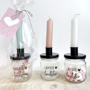 Cadeautje leidster kaarsenpotje