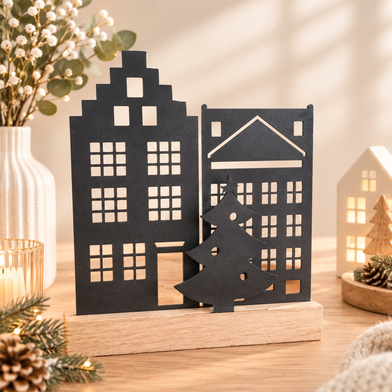 Houten huisjes set najaar